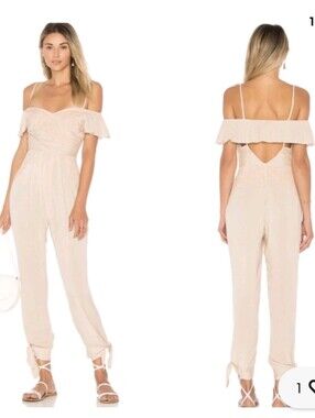 Festival Cottagecore Boho Free People In The Moment Jumpsuit Tan Size 12 Beachy